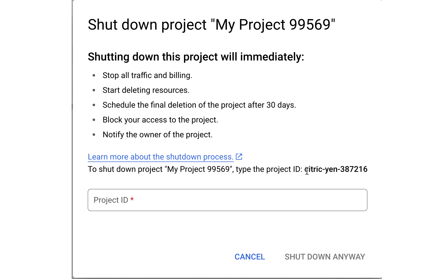 Confirm the shutdown