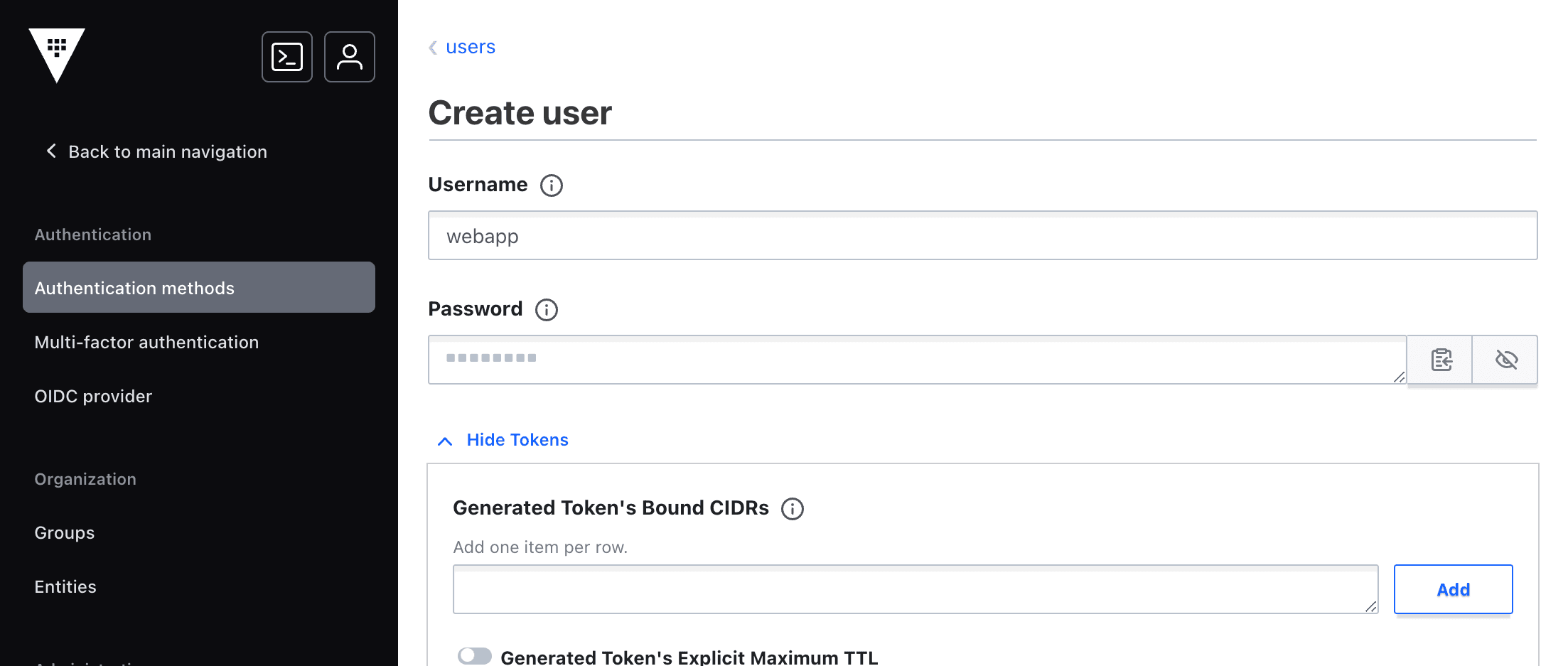 policy added to token